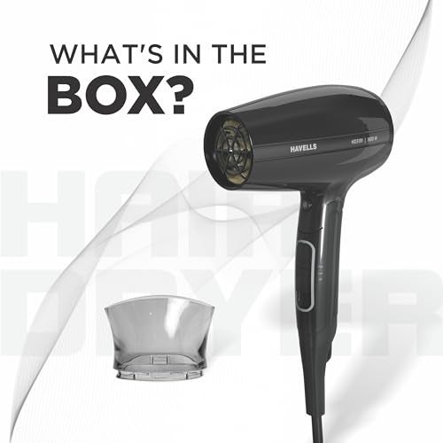 Havells 1600W Unisex Foldable Hair Dryer|2 Heat Settings With Cool Shot (Hot/Warm)|Heat Balance Technology|Midnight Black|Your Perfect Blow Dry Companion For Effortless Hair Styling|Hd3191-1600 Watts - Image 2
