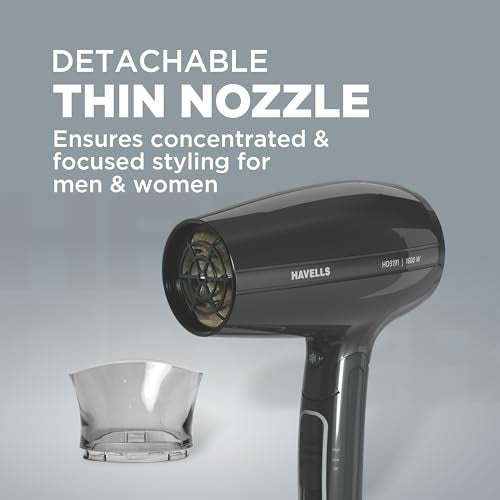 Havells 1600W Unisex Foldable Hair Dryer|2 Heat Settings With Cool Shot (Hot/Warm)|Heat Balance Technology|Midnight Black|Your Perfect Blow Dry Companion For Effortless Hair Styling|Hd3191-1600 Watts - Image 4