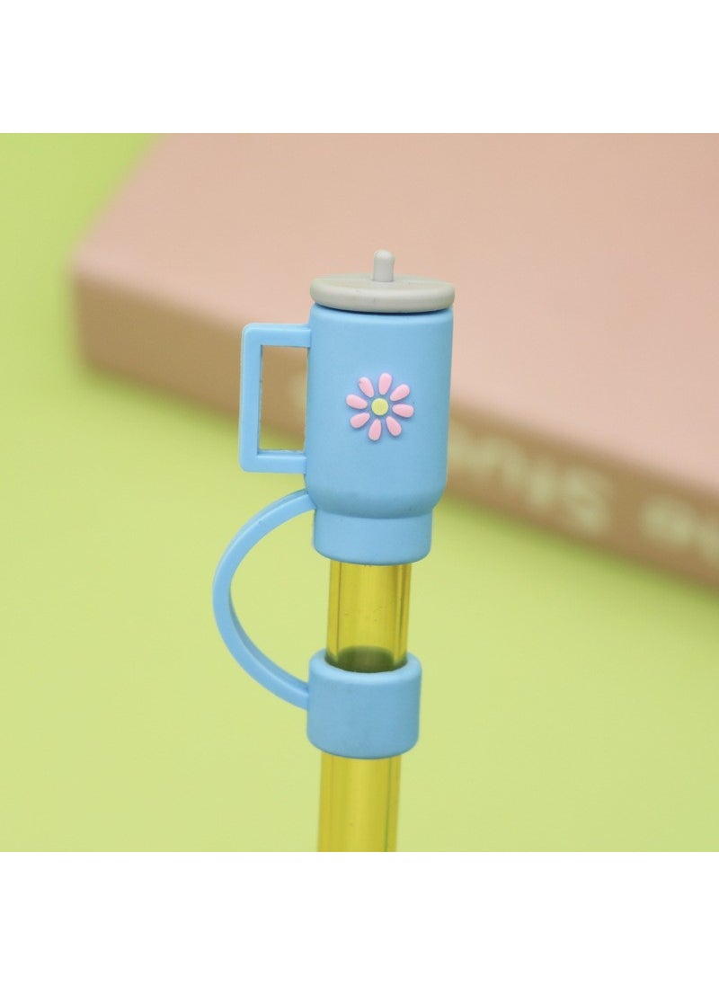 Generic 1 x 5 pcs Silicone Straw Cap Flower Cloud Cartoon for Stanley Cup Dustproof Cover 10mm blue cup