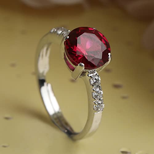 CLARA 925 Sterling Silver Blood Red Eye Ring with Adjustable Band | Rhodium Plated, Swiss Zirconia | Gift for Women & Girls - Image 2
