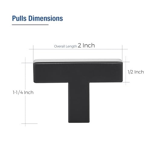 JOY DECOR Cabinet Knobs, Black Cabinet Handles, 2 Pack Kitchen Knobs 2 Inch, Single Hole Drawer Handles for Dresser Drawers - Image 2