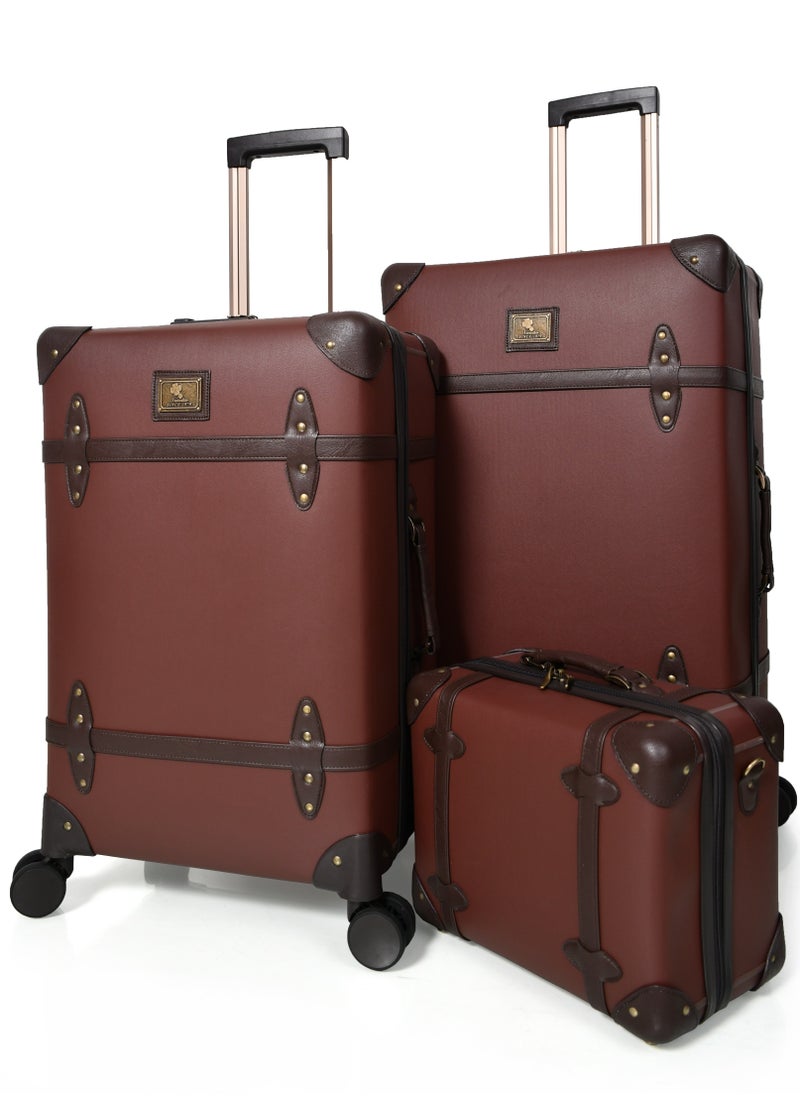 MORANO Morano Classic Leather Luggage 4 Pcs Set Brown 28''-24''-20'''-14'''Inches  - Image 3