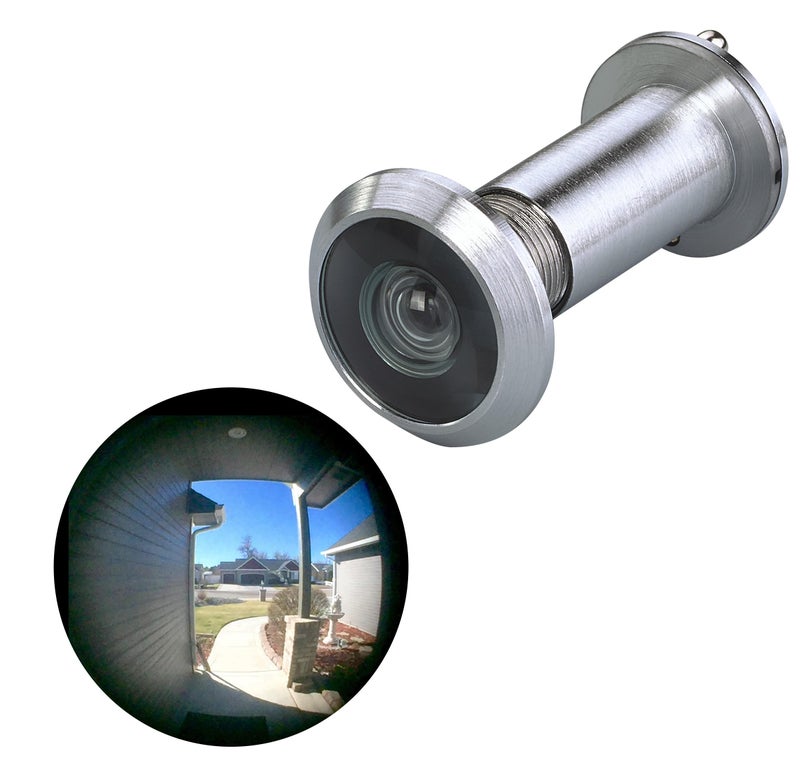 TOGU TG2814YGSPC Solid Brass UL Listed 220degree Door Viewer with Heavy Duty Privacy Cover for 138 to 216 Doors Brushed Satin Chrome Finish