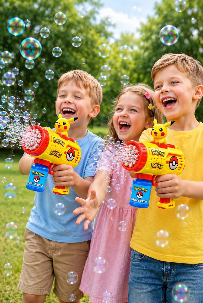 Pokemon Bubble Gun Toy for Kids Automatic Bubble Machine with 4 Free AA Batteries Included Outdoor Summer Bubble Shooter for Boys and Girls - Image 3