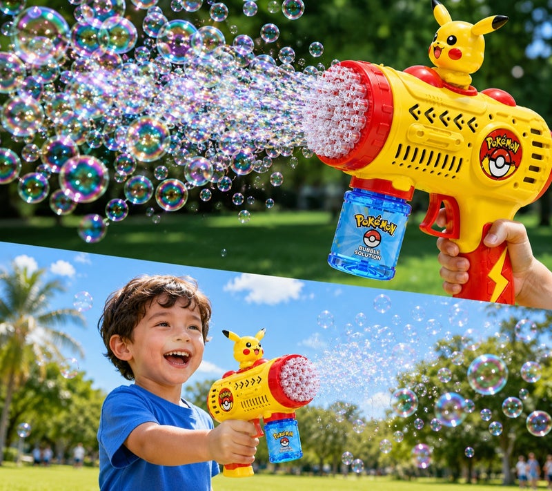 Pokemon Bubble Gun Toy for Kids Automatic Bubble Machine with 4 Free AA Batteries Included Outdoor Summer Bubble Shooter for Boys and Girls - Image 2