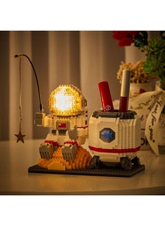 Generic Love Chocolate Astronaut Penholder Building Blocks Micro-Diamond Assembled Toys Men And Women's Birthday Valentine's Day 520 Gifts-Color:6903 Star Fishing Astronaut  - Image 1