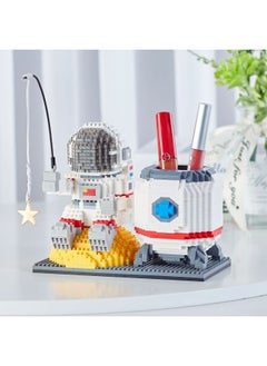 Generic Love Chocolate Astronaut Penholder Building Blocks Micro-Diamond Assembled Toys Men And Women's Birthday Valentine's Day 520 Gifts-Color:6903 Star Fishing Astronaut  - Image 5
