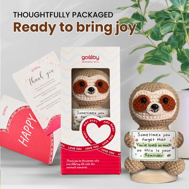 Gossby Positive Sloth Crochet - Sometimes You Forget That Youâ€™re Loved - Inspirational Gift Women - Emotional Support, Birthday, Encouragement, Thinking of You, Friend, Coworker, Boss - Image 3