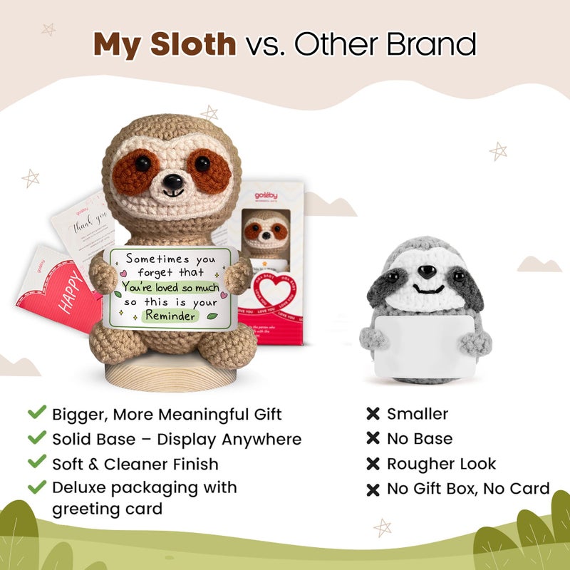 Gossby Positive Sloth Crochet - Sometimes You Forget That Youâ€™re Loved - Inspirational Gift Women - Emotional Support, Birthday, Encouragement, Thinking of You, Friend, Coworker, Boss - Image 2