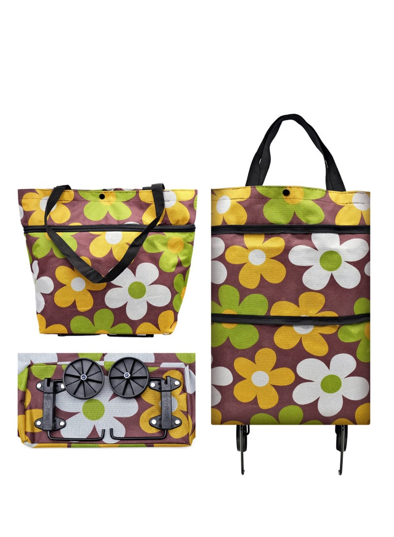 Excefore Foldable Collapsible Trolley Bag, Portable and Foldable Shopping Trolley Bag Oxford Cloth Foldable Bag for Home Supermarket (40 x 45 cm) - Image 1