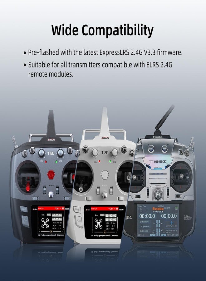 Radiolink 2.4GHz ER16 ELRS FPV 16CH Receiver Come with Dual IPEX MHF 1 Antenna for T12D T16D TX16S ExpressLRS RC Transmitter and More - Image 5