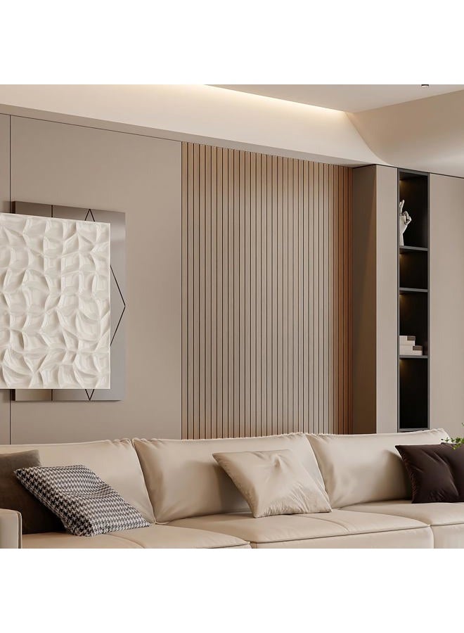 YLL YLL PVC Slat Wall Panel Peel and Stick 118"x 15.7" Faux Oak Grain Wood Slat Panel Self-Adhesive Wallpaper Soundproof 3D Wall Panels - Image 3