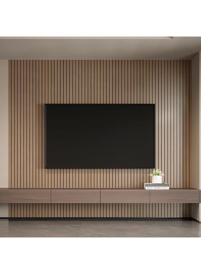 YLL YLL PVC Slat Wall Panel Peel and Stick 118"x 15.7" Faux Oak Grain Wood Slat Panel Self-Adhesive Wallpaper Soundproof 3D Wall Panels - Image 4
