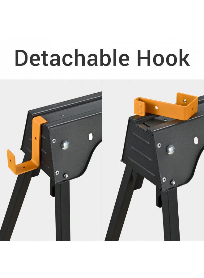 WORKESS WORKESS Saw Horses 2 Pack, Heavy Duty Folding Portable Saw Horses Table 2200 Lbs Load Capacity with 2x4 Support Legs, Fast Open Legs and Easy Grip Handle for Woodworking.  - Image 3
