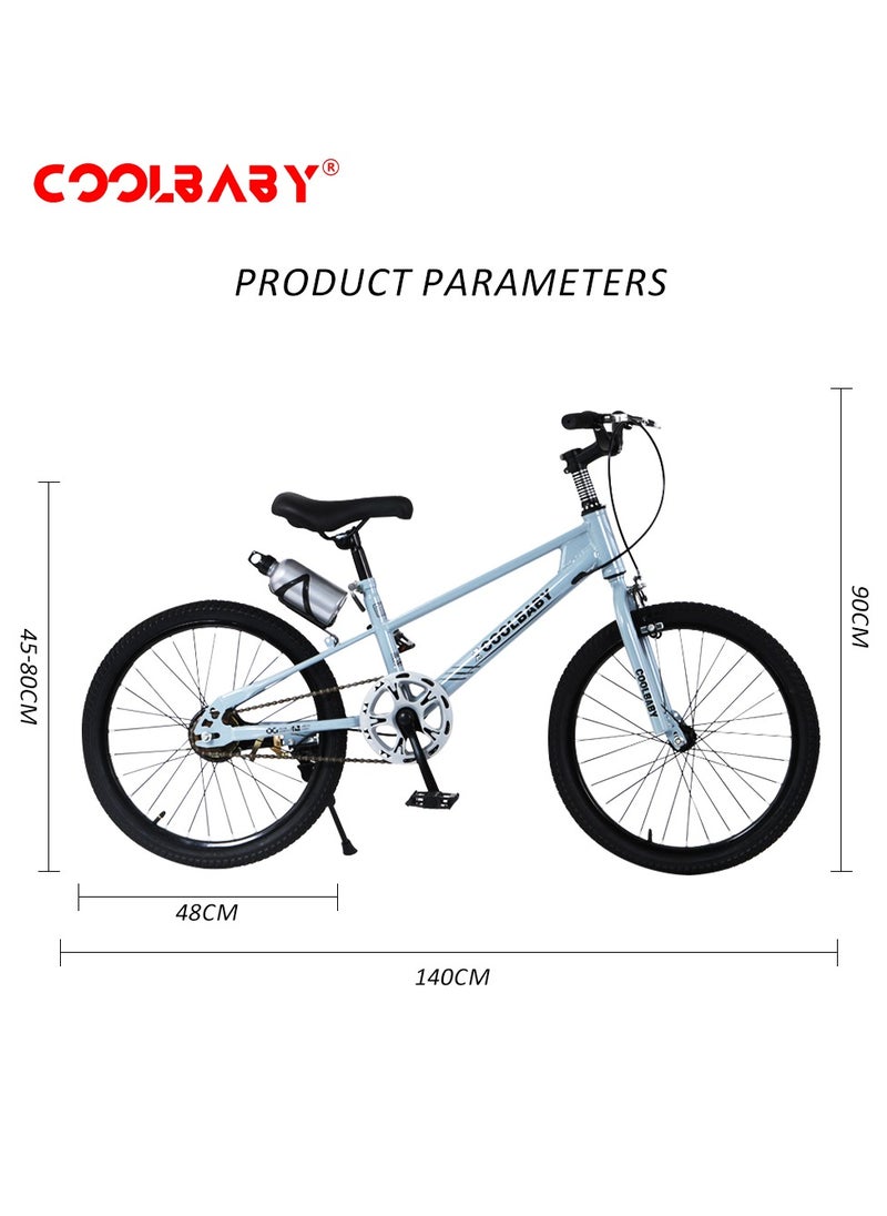 Cool Baby - COOLBABY High carbon steel frame adjustable height double brake mountain bike for teenagers.Blue - Image 1