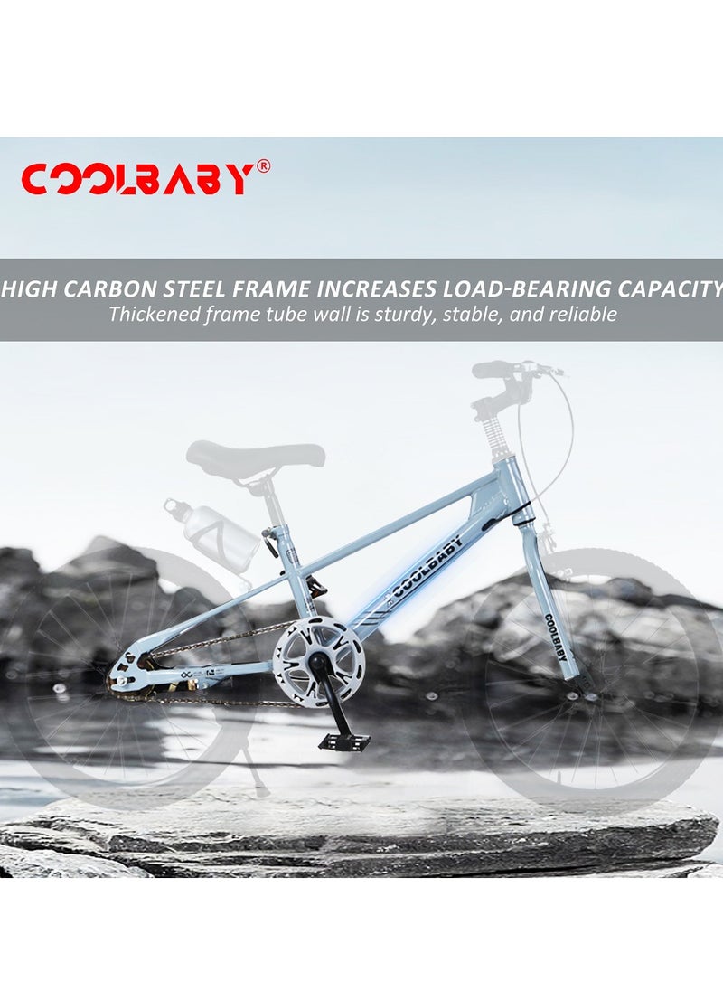 Cool Baby - COOLBABY High carbon steel frame adjustable height double brake mountain bike for teenagers.Blue - Image 1