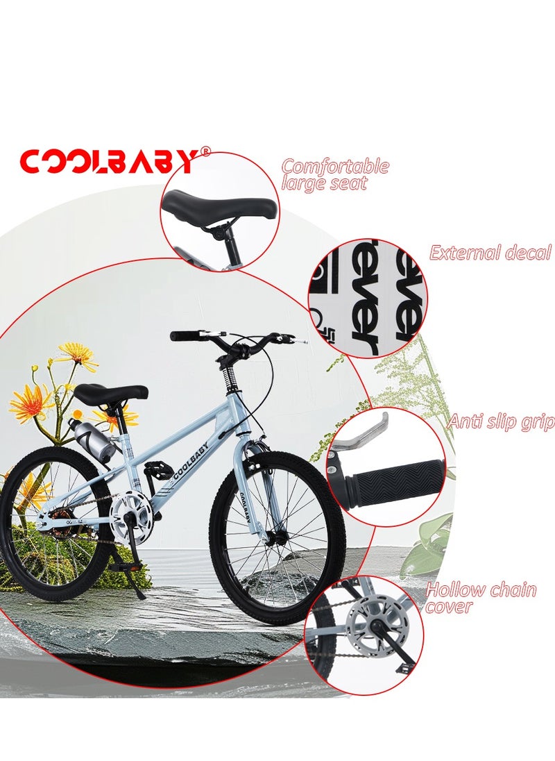 Cool Baby - COOLBABY High carbon steel frame adjustable height double brake mountain bike for teenagers.Blue - Image 1
