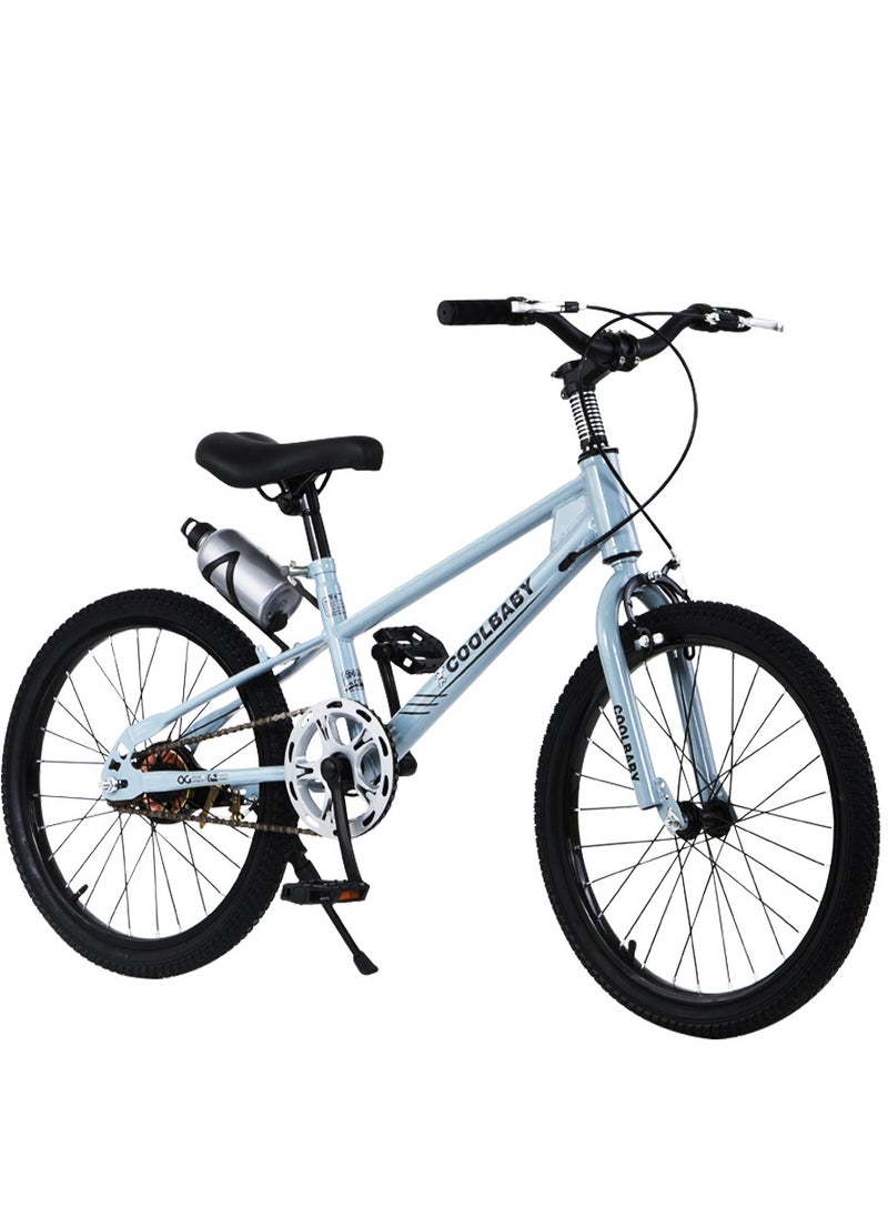 Cool Baby - COOLBABY High carbon steel frame adjustable height double brake mountain bike for teenagers.Blue - Image 1