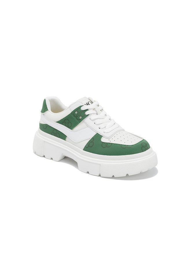 AOKANG Sports Leather Shoes】 Women's Spring Sports Leather Shoes, Fashionable Color-blocking Casual Sneakers With Cushioning And Comfort - Image 3