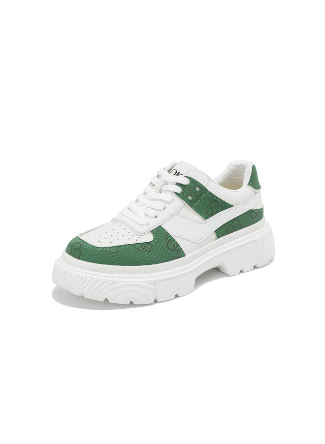 AOKANG Sports Leather Shoes】 Women's Spring Sports Leather Shoes, Fashionable Color-blocking Casual Sneakers With Cushioning And Comfort - Image 4
