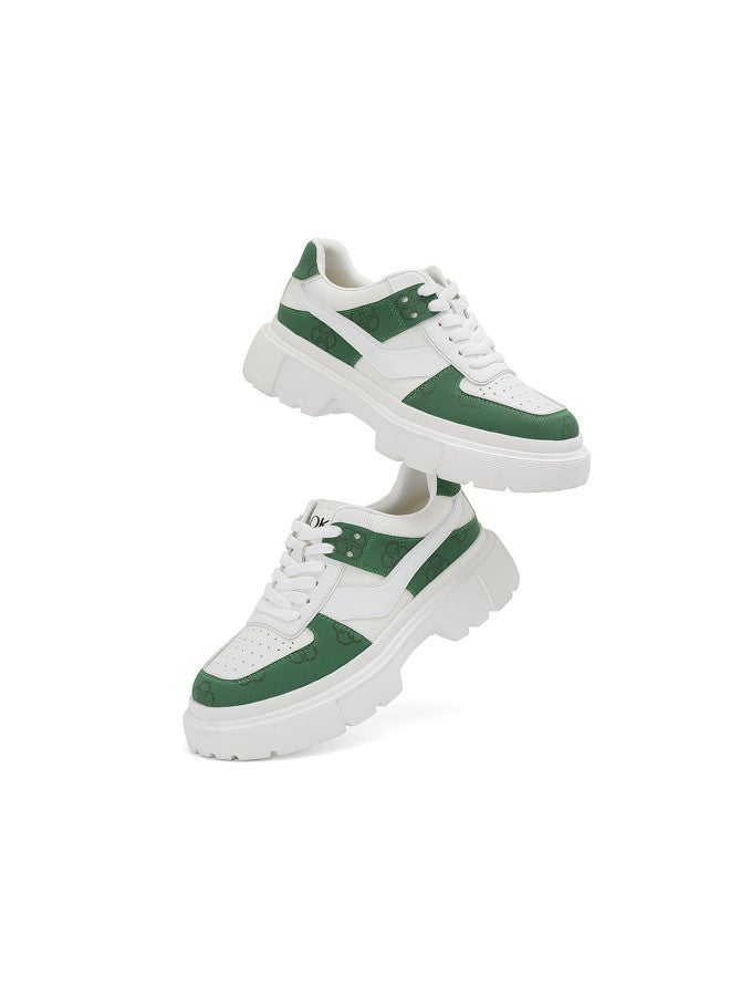 AOKANG Sports Leather Shoes】 Women's Spring Sports Leather Shoes, Fashionable Color-blocking Casual Sneakers With Cushioning And Comfort - Image 2