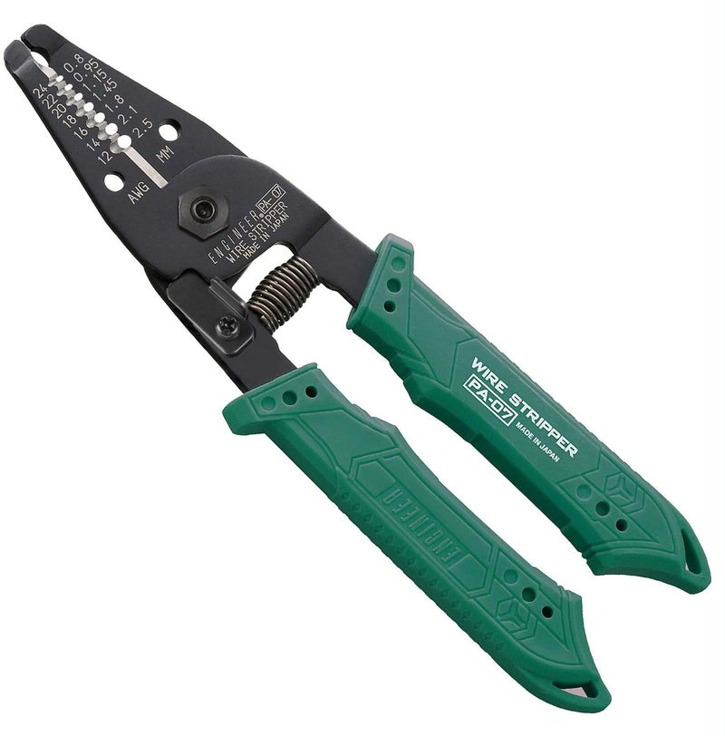 ENGINEER PA-07 Precision Wire Strippers, Professional Grade Sharp Carbon Steel Jaws and Anti-Slip Grip with Spring-Loaded Handles (Made in Japan) - Image 1