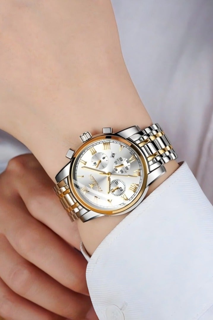 فنجين ساعة زوجين من الكوارتز المضيئة من الفولاذ المقاوم للصدأ للرجال والنساء - Image 4