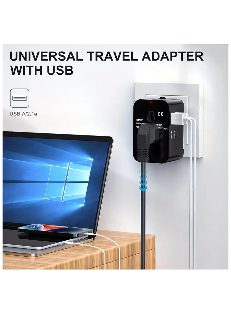 Travel Charger with Dual USB Charging Ports, 2 USB Charger, World All In One Universal Travel Charger, Wall Charger AC Power Plug Adapter, USA EU UK AUS Converter Adapter, USB Charger, Travel Adapter  - Image 4