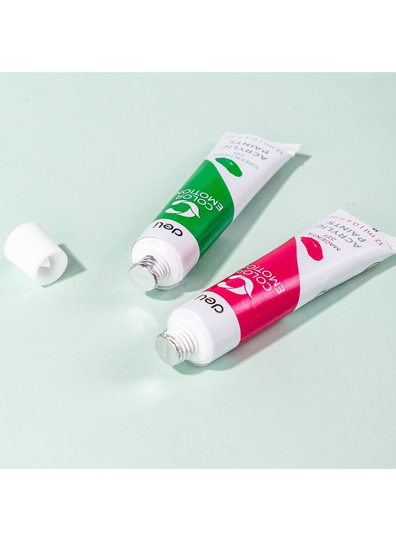 Deli Acrylic Color Set 12 ml x 24 Colors,Water-Resistant When Dried, Non-toxic Formula, Suitable for Different Surfaces - Image 2