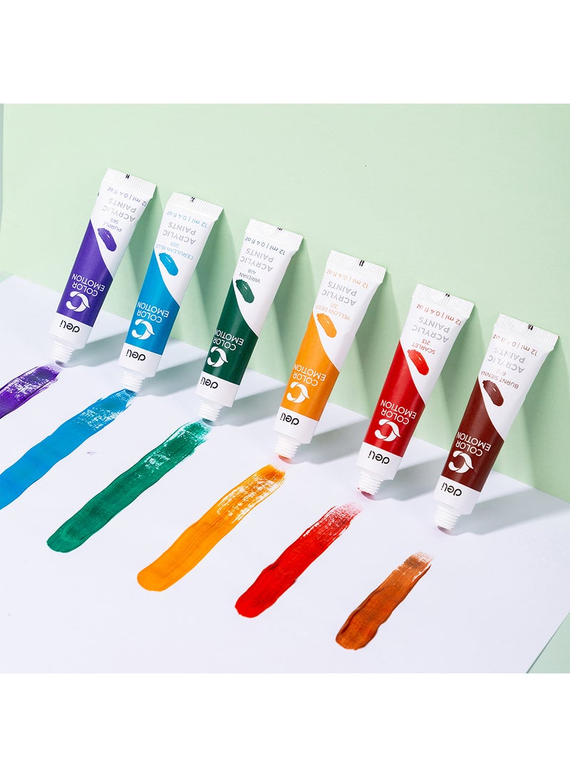 Deli Acrylic Color Set 12 ml x 24 Colors,Water-Resistant When Dried, Non-toxic Formula, Suitable for Different Surfaces - Image 3