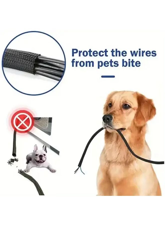 Black 2M Cable Sleeve Durable PET Wire Protector Organizer For Desk PC TV Home Office - Image 5