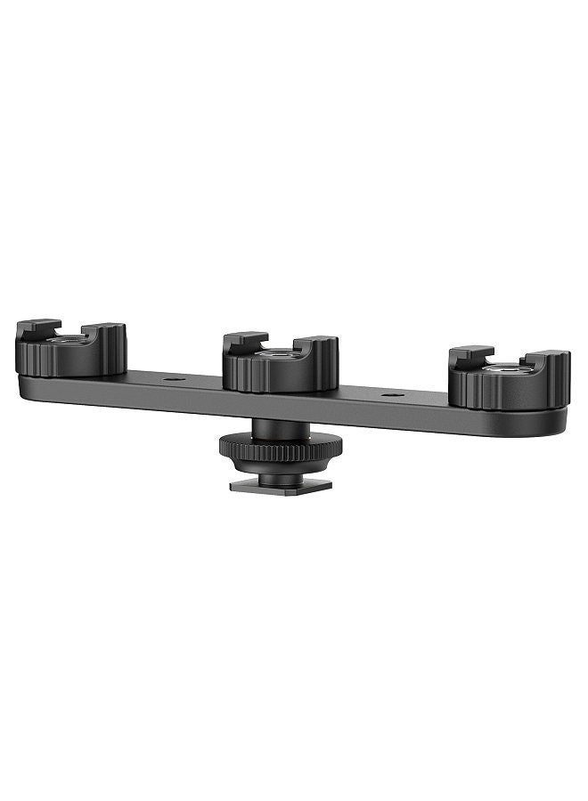 Ulanzi PT-23 Cold Shoe Bracket Vlog Expansion Bracket with 3 Cold Shoe Mounts 180° Rotatable for Mounting LED Video Light Microphone