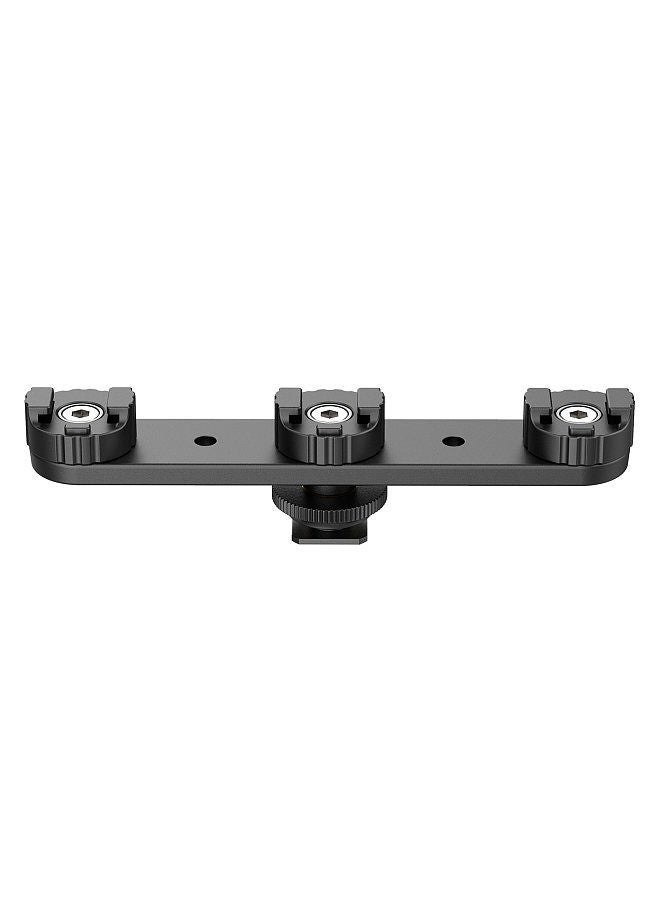 Ulanzi PT-23 Cold Shoe Bracket Vlog Expansion Bracket with 3 Cold Shoe Mounts 180° Rotatable for Mounting LED Video Light Microphone
