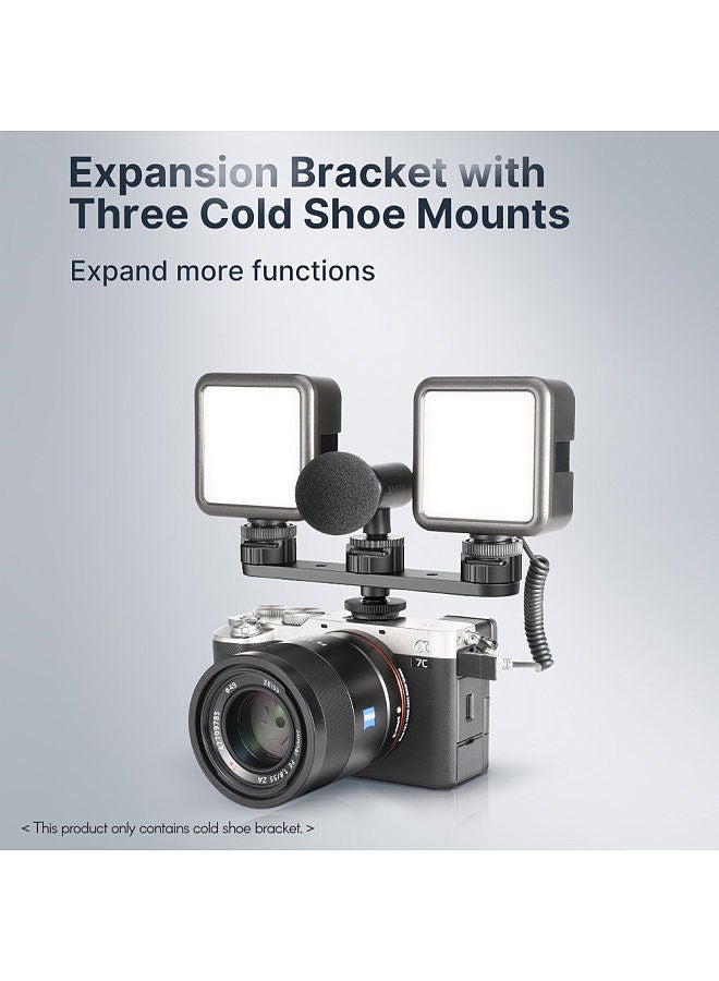 Ulanzi PT-23 Cold Shoe Bracket Vlog Expansion Bracket with 3 Cold Shoe Mounts 180° Rotatable for Mounting LED Video Light Microphone
