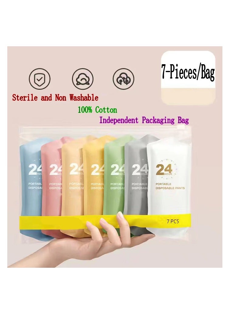 7-Pieces/Bag Once Use Travel Printed Underwear Panties for Women,Disposable Pregnant Postpartum Paper Cotton Briefs - Image 1