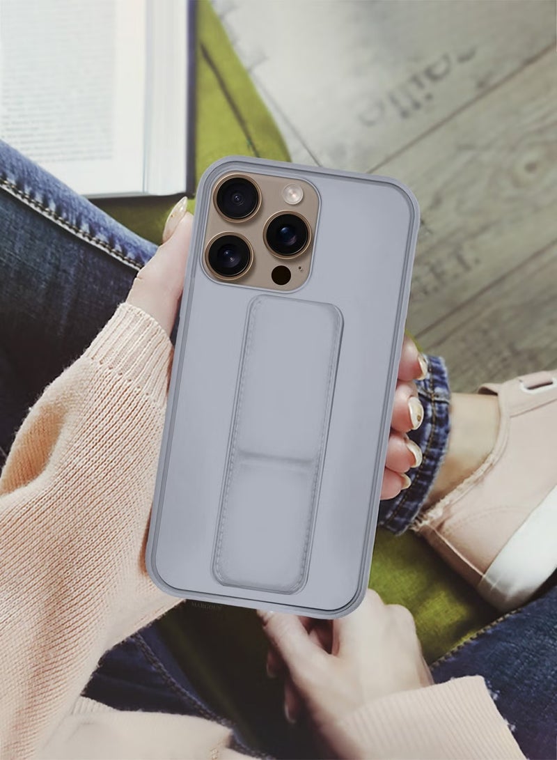 JAJEEK "2-Pack Premium PU Leather Case & Screen Protector for iPhone 16 Pro Max – Shockproof, Anti-Scratch, Stand Function, Finger Grip Case Cover (Grey)" - Image 5