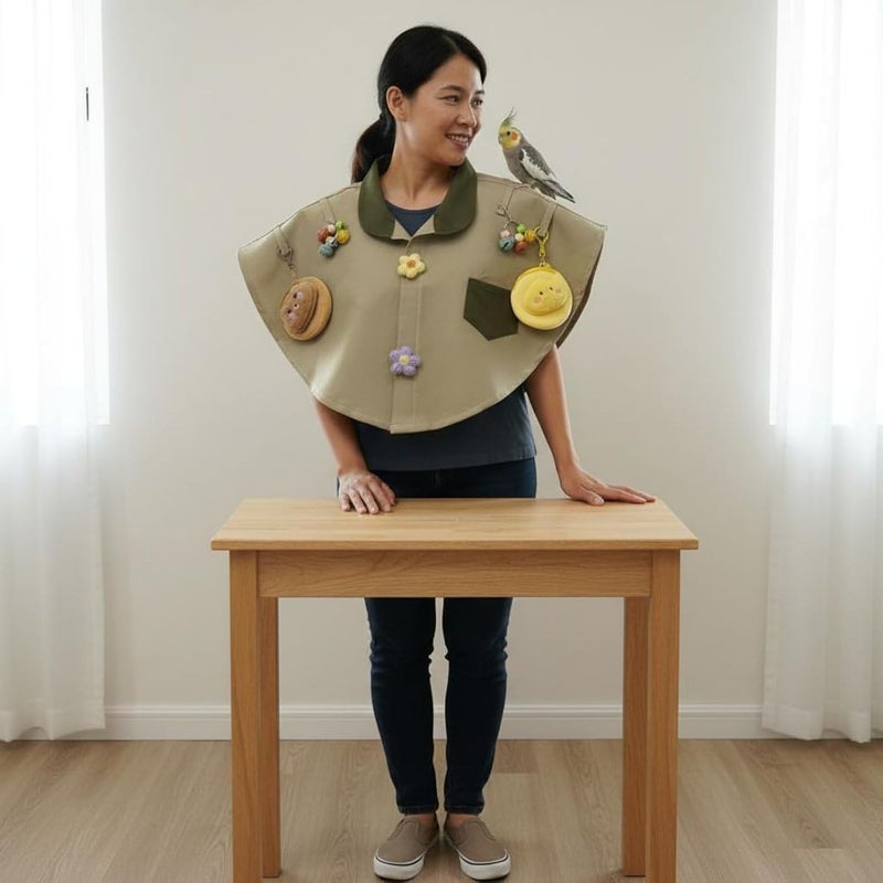 Parrot Owner Shoulder Resistant Avian Material Interaction Cape Treat Pocket for Home, Apricot, Without Accessories - Image 2