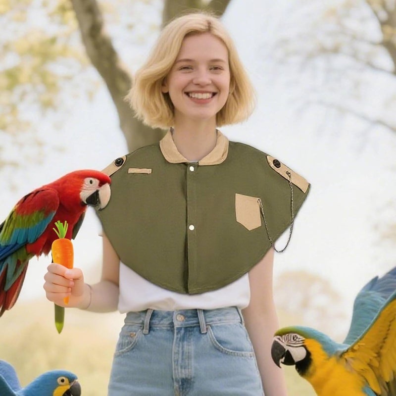Parrot Owner Shoulder Resistant Avian Material Interaction Cape Treat Pocket for Home, Apricot, Without Accessories - Image 3