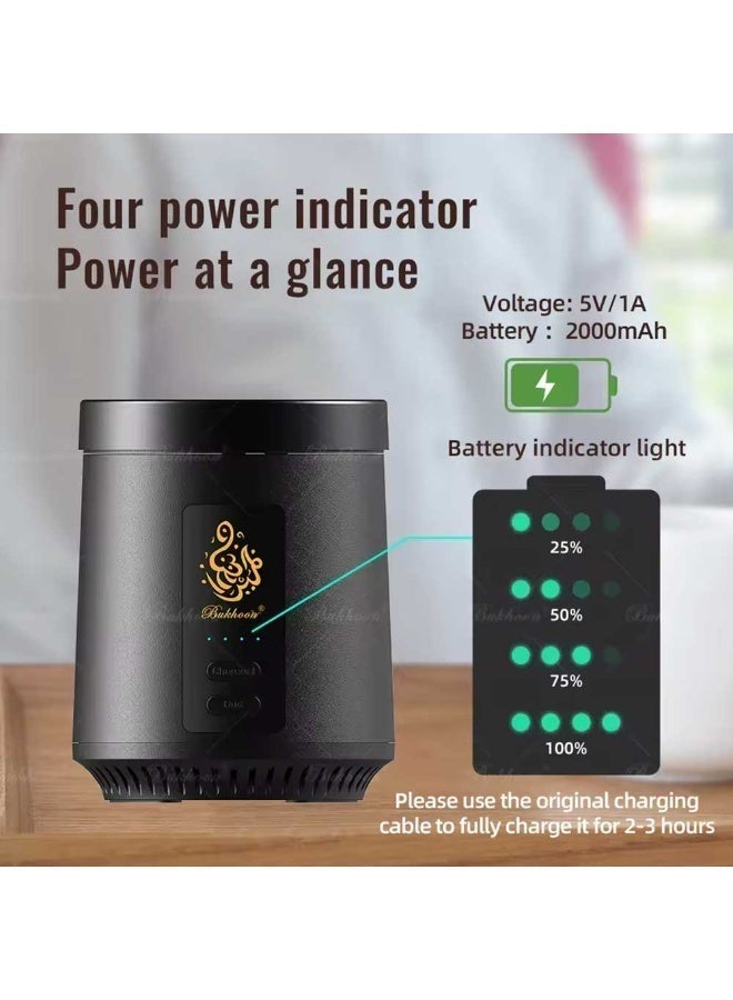 Bukhoon Upgraded  2-in-1 Bakhoor Burner High Quality Electronic With or without Charcoal,  Oud Incense Holder Black - Image 5