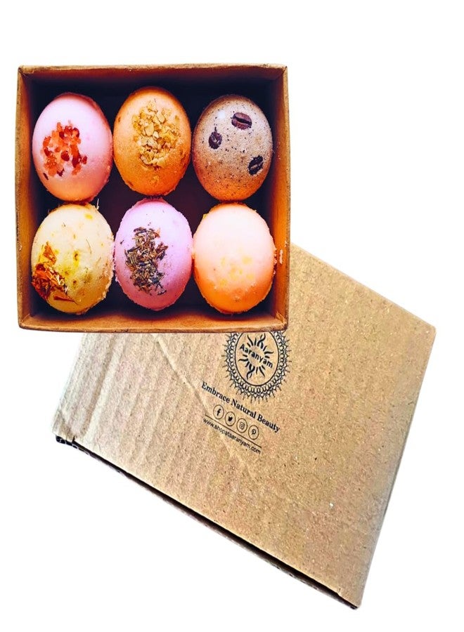 Aaranyam | Bath Bomb - Rose, Lavender, Pink Salt, Oats, Citurs |Refreshing hot water bath hydrating moisturizing enchanting Fizzy Aromatic Bath Bomb ( 75 g) each | Gift for women | Christams Party - Pack of 6 - Image 1