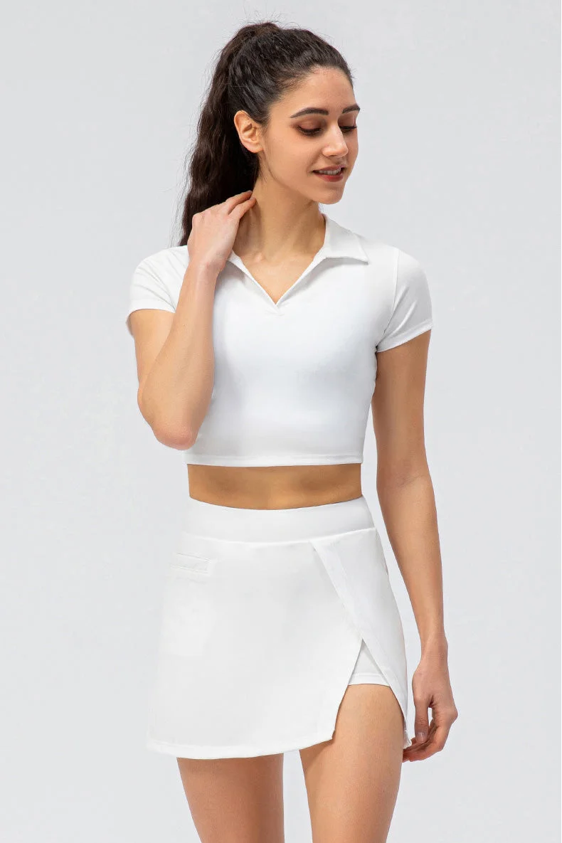 SVL White High-Waist Padel & Tennis Skirt with Built-in Shorts and Pockets - White - SVL for Women | Best Price UAE