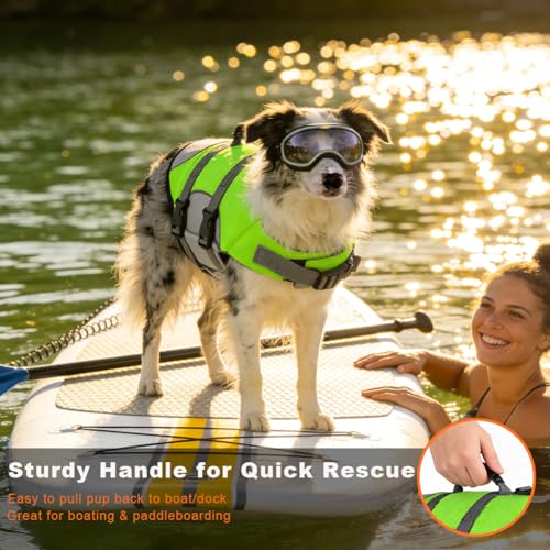 Mklhgty Dog Life Jacket Reflective Adjustable Dog Life Vest with Rescue Handle for Swimming and Boating Ripstop Pet Safety Life Preserver for Small Medium and Large Dogs - Image 3
