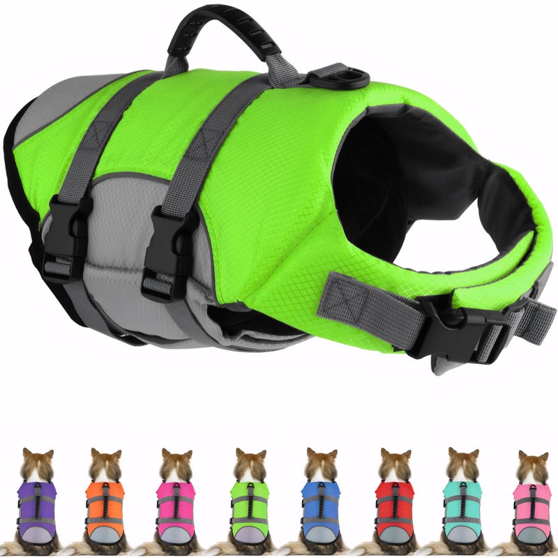 Mklhgty Dog Life Jacket Reflective Adjustable Dog Life Vest with Rescue Handle for Swimming and Boating Ripstop Pet Safety Life Preserver for Small Medium and Large Dogs - Image 2
