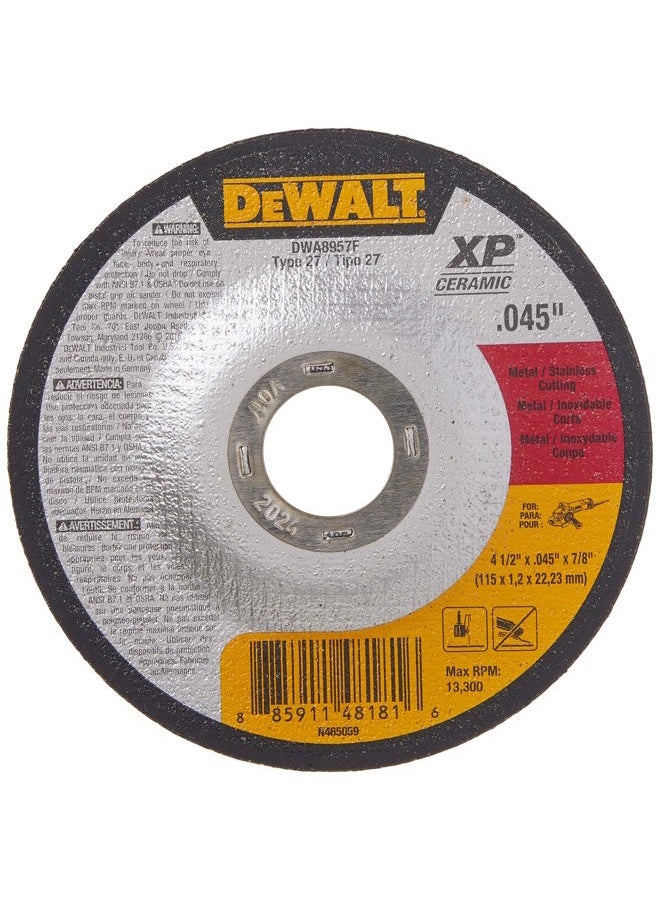 DEWALT DWA8957F T27 XP CER Fast Cut-Off Wheel, 4-1/2" x 0.045" x 7/8" - Image 1