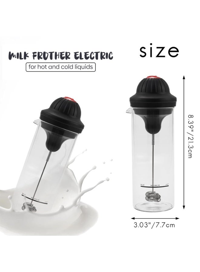 ARABIQO Handheld Milk Frother with Stand & Heat-Proof Glass Cup 450ml (17oz) | Electric Coffee Frother, Battery Operated Drink Mixer, Mini Whisk for Cappuccino, Latte, Hot Chocolate & More - Image 4