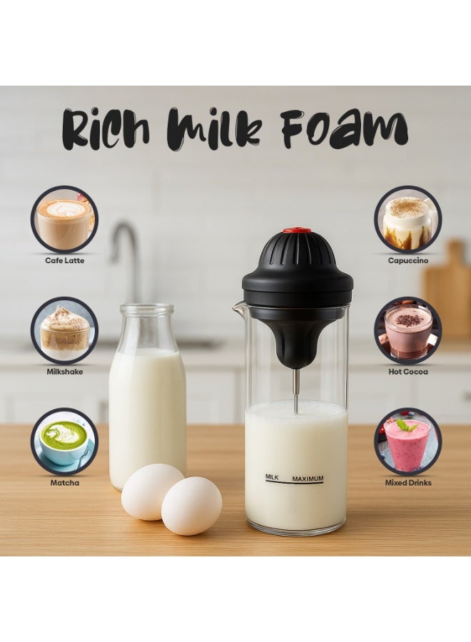 ARABIQO Handheld Milk Frother with Stand & Heat-Proof Glass Cup 450ml (17oz) | Electric Coffee Frother, Battery Operated Drink Mixer, Mini Whisk for Cappuccino, Latte, Hot Chocolate & More - Image 5