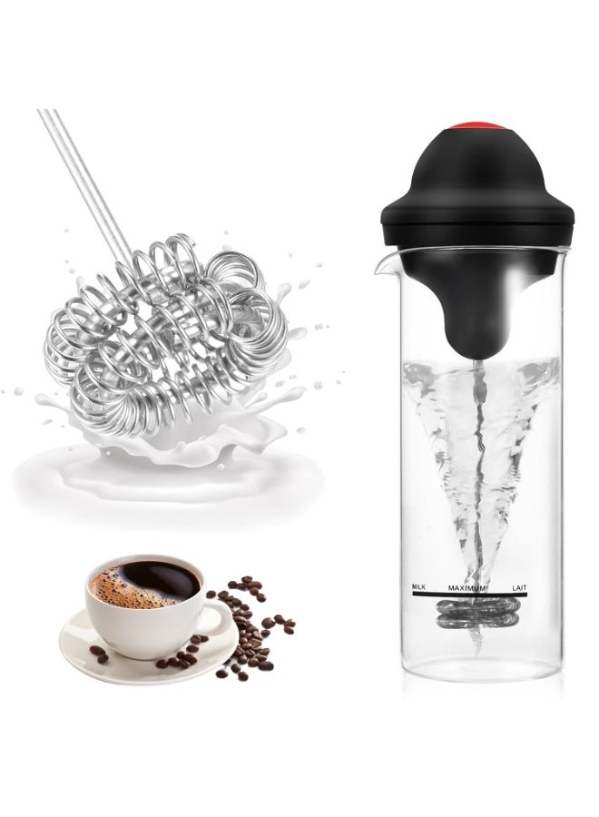 ARABIQO Handheld Milk Frother with Stand & Heat-Proof Glass Cup 450ml (17oz) | Electric Coffee Frother, Battery Operated Drink Mixer, Mini Whisk for Cappuccino, Latte, Hot Chocolate & More - Image 1