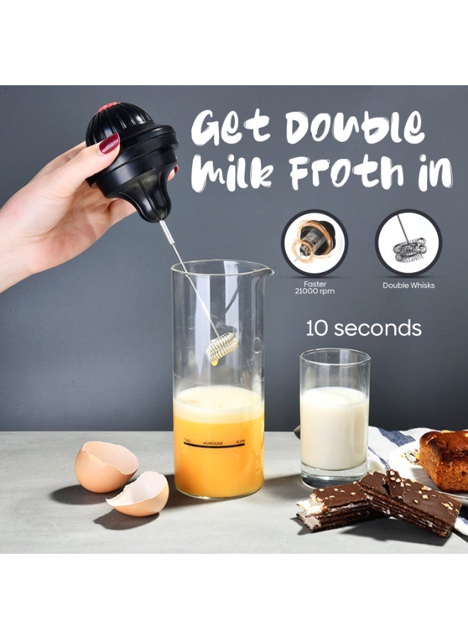 ARABIQO Handheld Milk Frother with Stand & Heat-Proof Glass Cup 450ml (17oz) | Electric Coffee Frother, Battery Operated Drink Mixer, Mini Whisk for Cappuccino, Latte, Hot Chocolate & More - Image 2