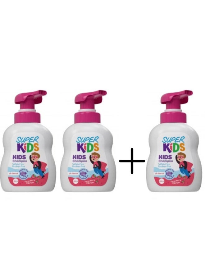 SuperKids Kids Shampoo Strawberry Milkshake Fragrance 300ml 2+1