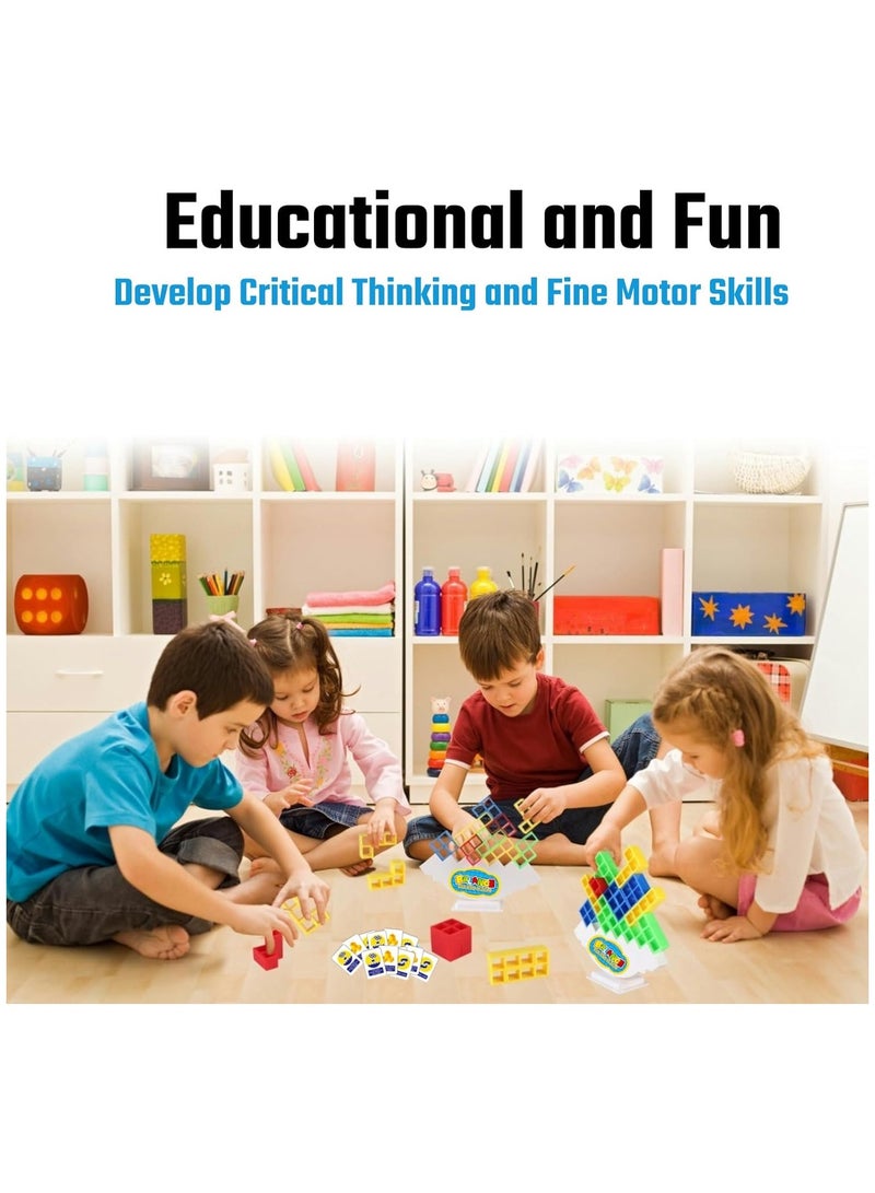 general 64-Piece Tetra Tower Stacking Game, Team Tower Tumbling Giant Stacking Game, Balance Stacking Blocks Game for Children and Adults Aged 6-12, Family Party Board Game, Educational STEM Toy - Image 3